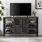 Meuble de bar à vin avec porte-bouteilles et porte-verres, 140 cm (L) x 35 cm (P) x 77 cm (H)