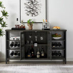 Meuble de bar à vin avec porte-bouteilles et porte-verres, 140 cm (L) x 35 cm (P) x 77 cm (H)