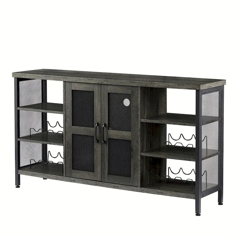 Meuble de bar à vin avec porte-bouteilles et porte-verres, 140 cm (L) x 35 cm (P) x 77 cm (H)
