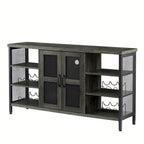 Meuble de bar à vin avec porte-bouteilles et porte-verres, 140 cm (L) x 35 cm (P) x 77 cm (H)