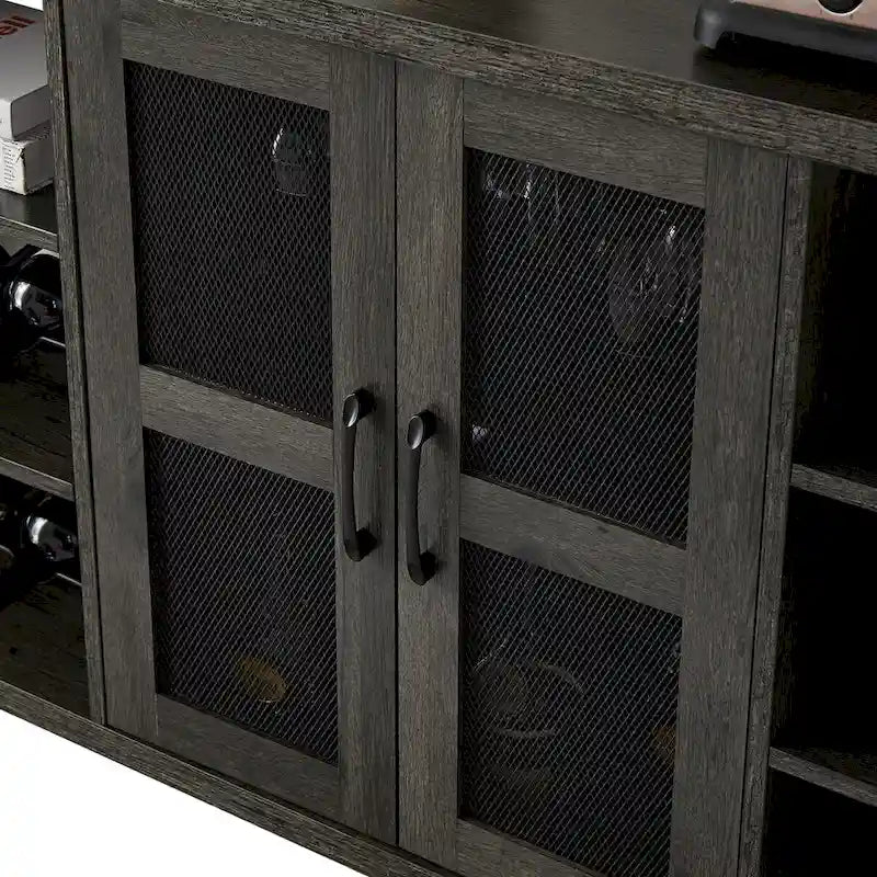 Meuble de bar à vin avec porte-bouteilles et porte-verres, 140 cm (L) x 35 cm (P) x 77 cm (H)