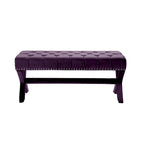 Banc rembourré en velours prune de 45 pouces