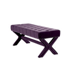 Banc rembourré en velours prune de 45 pouces