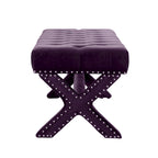 Banc rembourré en velours prune de 45 pouces