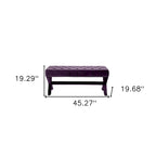 Banc rembourré en velours prune de 45 pouces