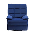 Fauteuil inclinable manuel de 36 pouces, rembourrage en velours bleu, cadre en bois massif