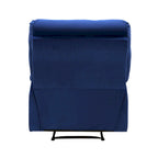 Fauteuil inclinable manuel de 36 pouces, rembourrage en velours bleu, cadre en bois massif