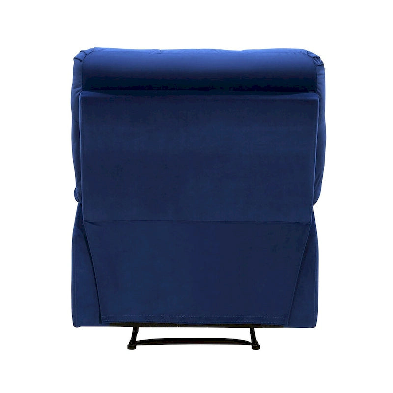 Fauteuil inclinable manuel de 36 pouces, rembourrage en velours bleu, cadre en bois massif