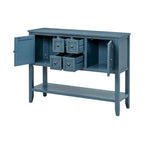 Console avec 4 tiroirs, 2 armoires et une étagère inférieure