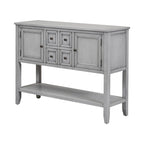 Console avec 4 tiroirs, 2 armoires et une étagère inférieure