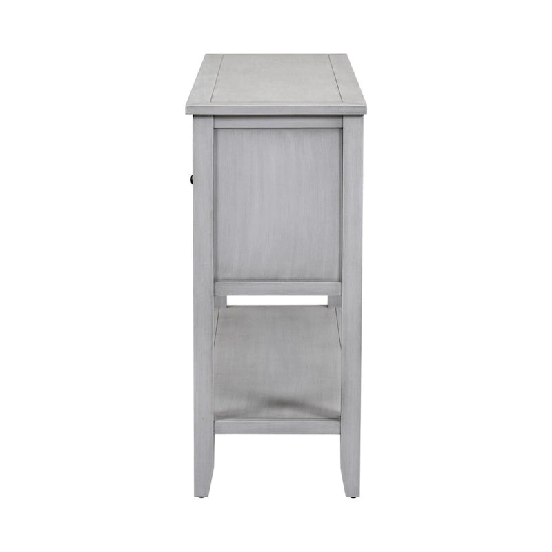 Console avec 4 tiroirs, 2 armoires et une étagère inférieure