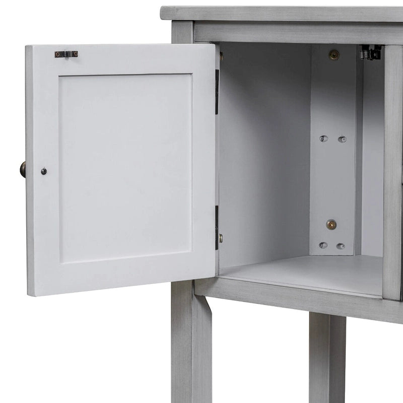 Console avec 4 tiroirs, 2 armoires et une étagère inférieure