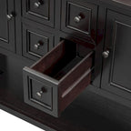 Console avec 4 tiroirs, 2 armoires et une étagère inférieure