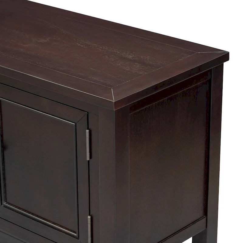 Console avec 4 tiroirs, 2 armoires et une étagère inférieure