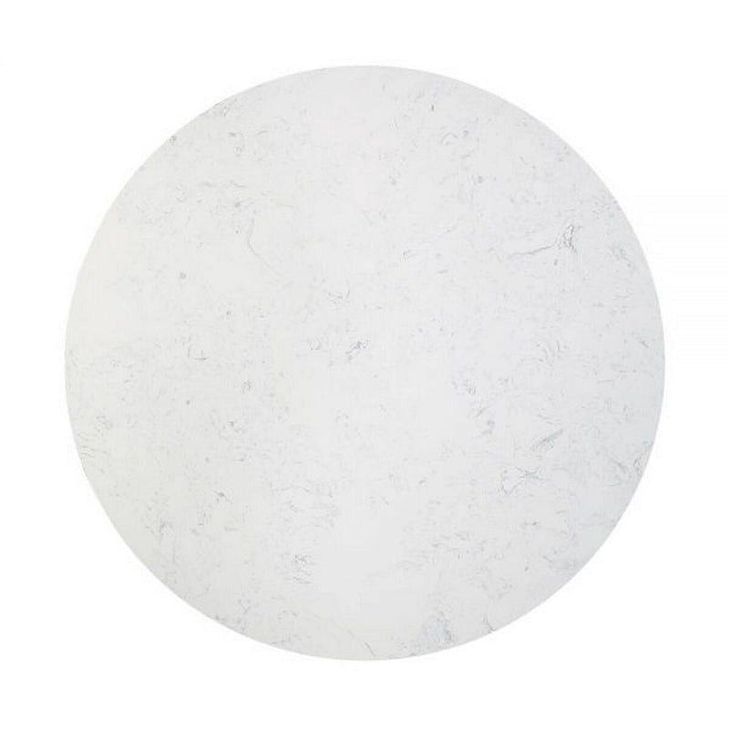Table à manger ronde de 54 pouces avec plateau aspect marbre et pied central noir