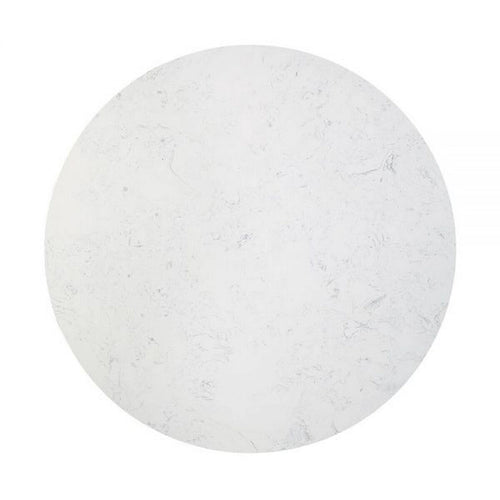 Table à manger ronde de 54 pouces avec plateau aspect marbre et pied central noir