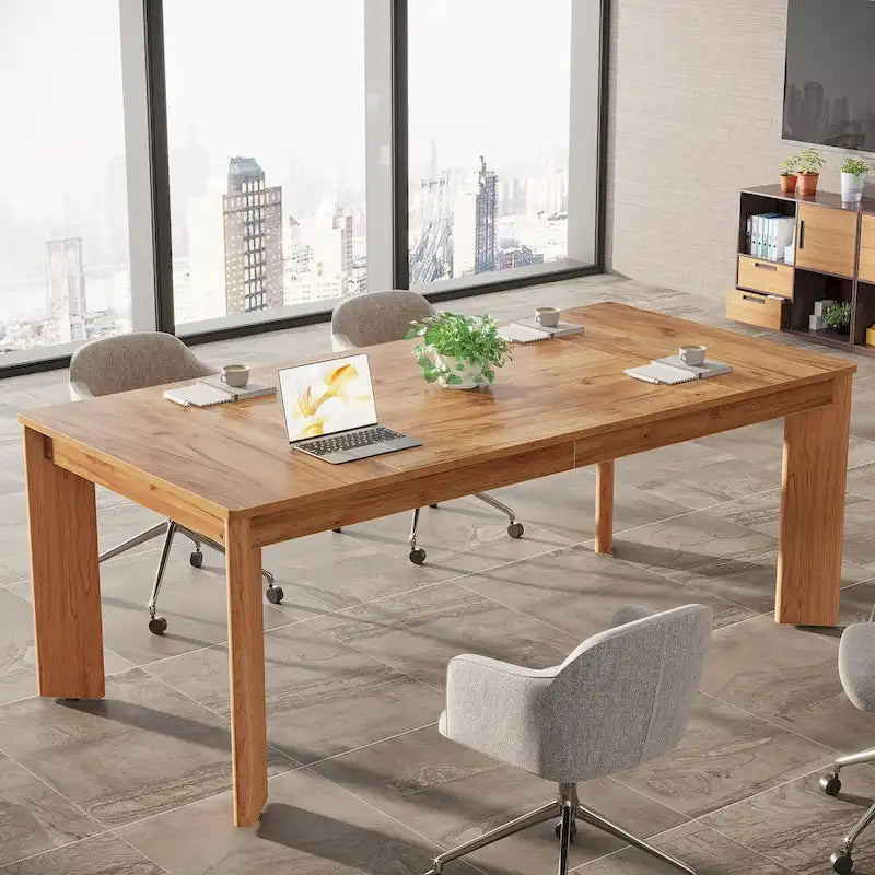 Bureau informatique en bois de 157 cm pour bureau à domicile