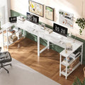 Bureau d'angle en L avec étagères de rangement réversibles à 2 niveaux, 119 cm