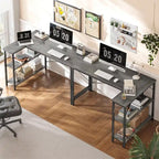 Bureau d'angle en L avec étagères de rangement réversibles à 2 niveaux, 119 cm