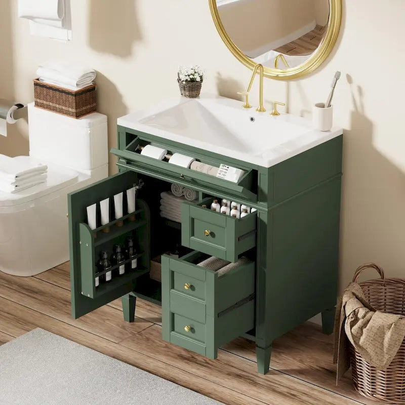 Meuble-lavabo de salle de bain de 30 pouces avec lavabo et armoire de rangement