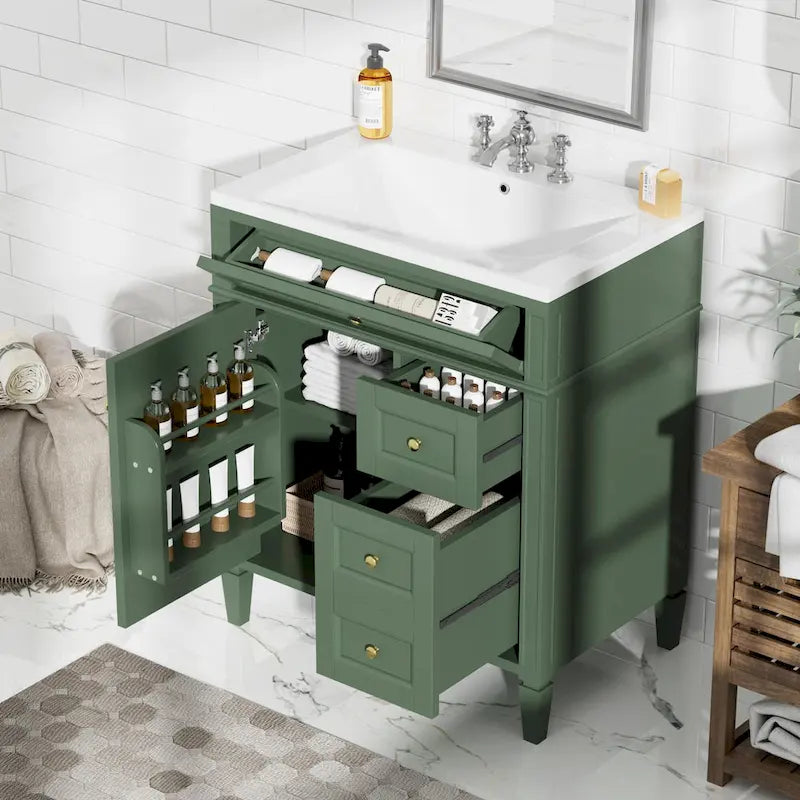 Meuble-lavabo de salle de bain de 30 pouces avec lavabo et armoire de rangement