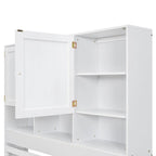 Lit plateforme grand format avec tête de lit de rangement et 4 tiroirs