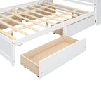 Lit plateforme grand format avec tête de lit de rangement et 4 tiroirs