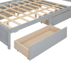 Lit plateforme grand format avec tête de lit de rangement et 4 tiroirs