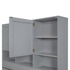 Lit plateforme grand format avec tête de lit de rangement et 4 tiroirs