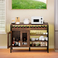Meuble Bar à Vin de 119 cm avec Prises de Courant et Lumières LED
