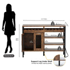 Meuble Bar à Vin de 119 cm avec Prises de Courant et Lumières LED