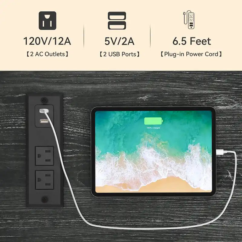 Meuble Bar à Vin de 119 cm avec Prises de Courant et Lumières LED