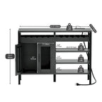 Meuble Bar à Vin de 119 cm avec Prises de Courant et Lumières LED